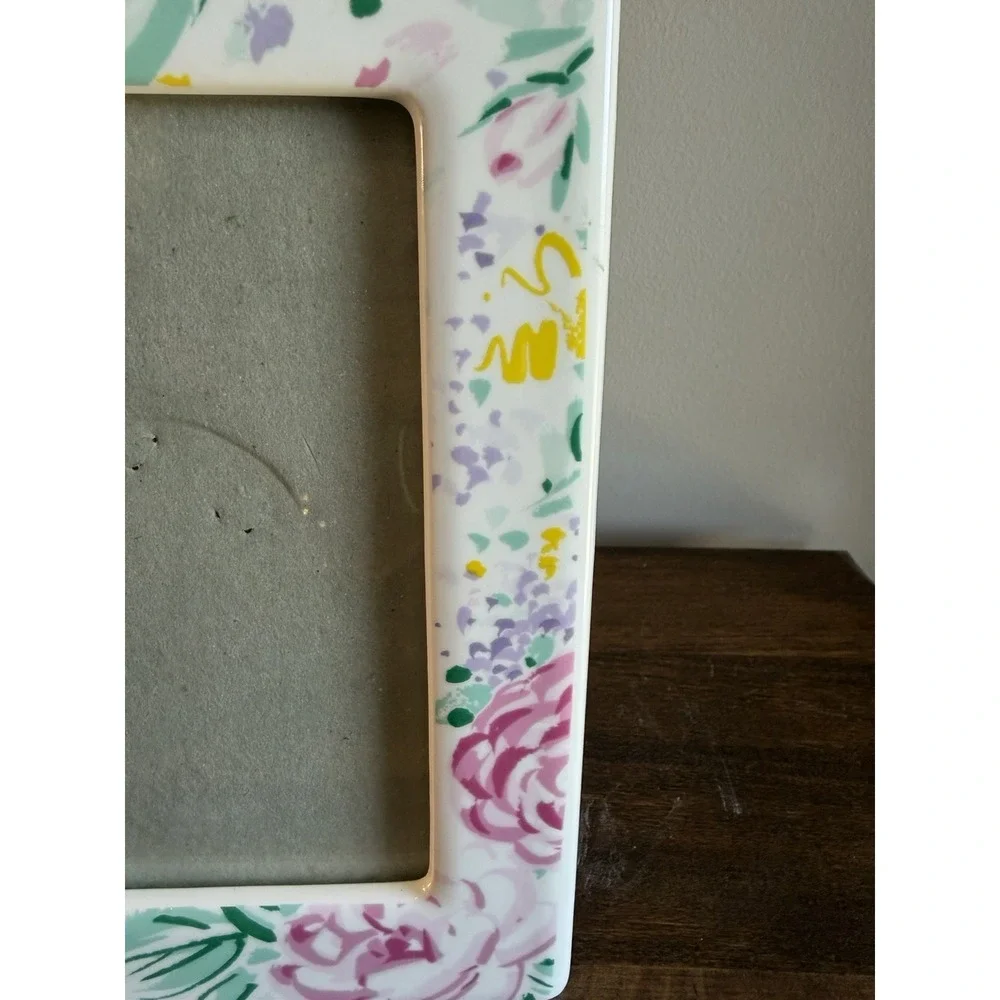Vintage Ceramic Picture Frame Floral  90's EUC 5x7